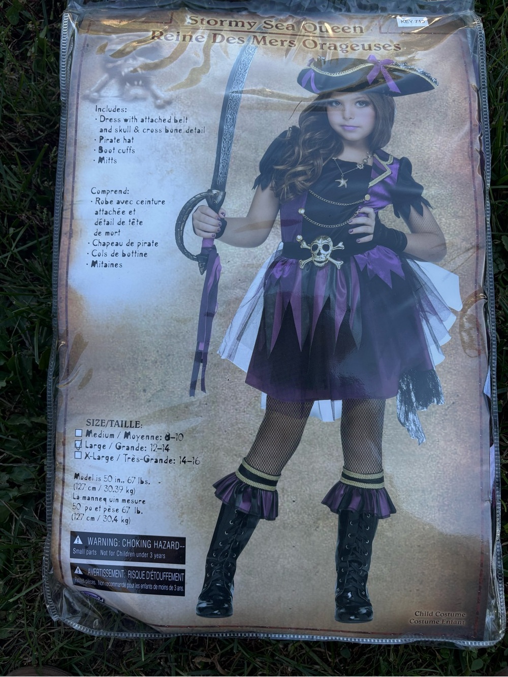 Stormy Sea Queen Girls Pirate Costume - Purple & Black